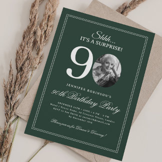 Invitación Fiesta de cumpleaños sorpresa 90 verde