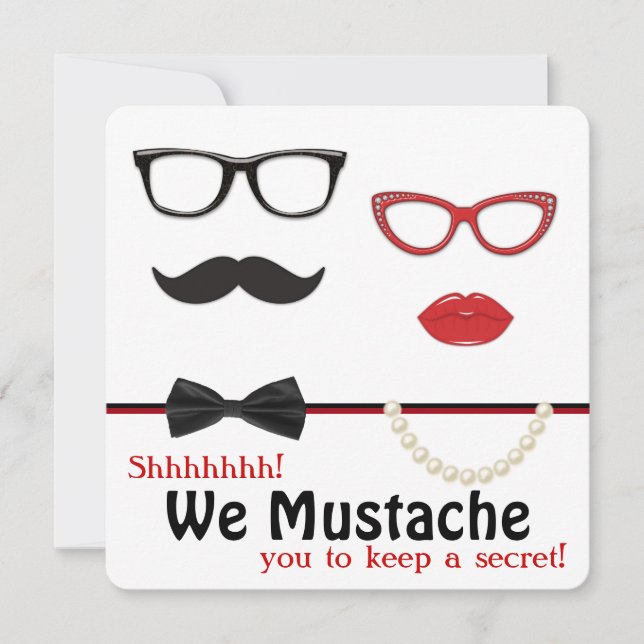 Invitación Fiesta de cumpleaños sorpresa con bigote (Anverso)
