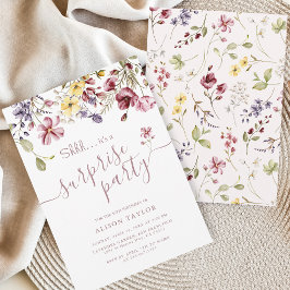 Invitación Fiesta de cumpleaños sorpresa con caligrafía de fl
