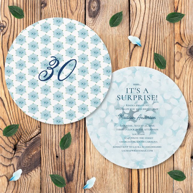 Invitación Fiesta de Cumpleaños Sorpresa de 30 años con Horte (Front and Back)