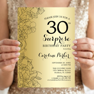 Invitación Fiesta de Cumpleaños Sorpresa de 30 años con Tema 