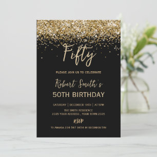 Invitación Fiesta de cumpleaños sorpresa de 50 años con purpu
