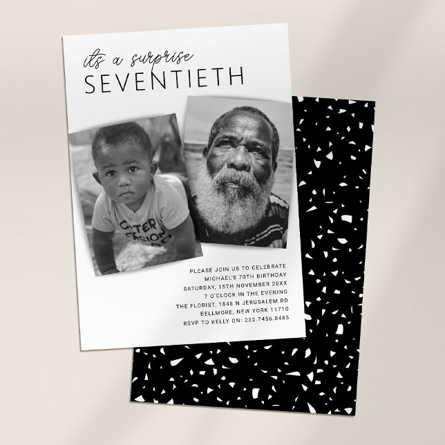 Invitación Fiesta de cumpleaños sorpresa de 70 años con 2 fot (Subido por el creador)