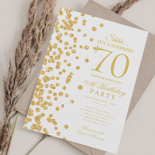 Invitación Fiesta de cumpleaños sorpresa de 70 años con brill