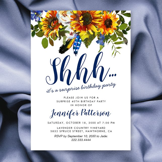 Invitación Fiesta de cumpleaños sorpresa de girasol de la Mar (Subido por el creador)
