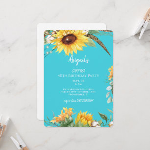 Invitación Fiesta de Cumpleaños Sorpresa de Girasoles Turques