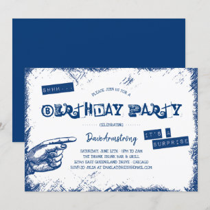 Invitación Fiesta de cumpleaños sorpresa de Grunge Shhh