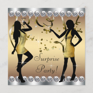 Invitación Fiesta de Cumpleaños Sorpresa de la Mujer Plata y 