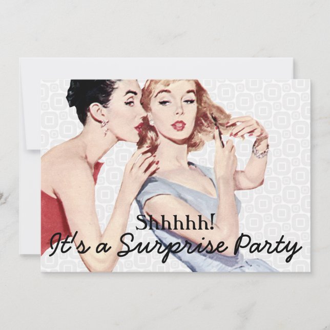 Invitación Fiesta de cumpleaños sorpresa de los años 50 retro (Anverso)