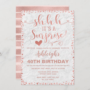Invitación Fiesta de cumpleaños sorpresa de mármol blanco y o