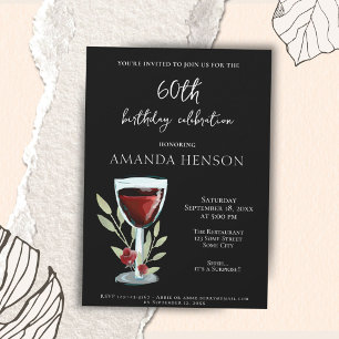 Invitación Fiesta de Cumpleaños Sorpresa de Vino Tinto Elegan