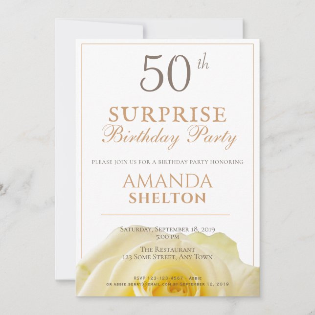 Invitación Fiesta de cumpleaños sorpresa del 50 cumpleaños co (Anverso)