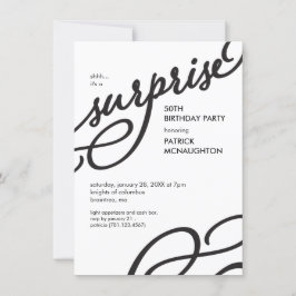 Invitación Fiesta de cumpleaños sorpresa elegante en blanco y