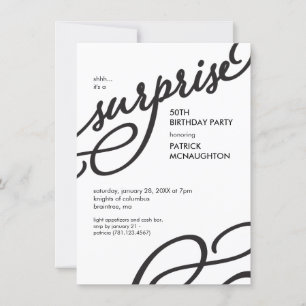Invitación Fiesta de cumpleaños sorpresa elegante en blanco y