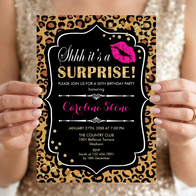 Invitación Fiesta de Cumpleaños Sorpresa - Estampado de Leopa (Subido por el creador)
