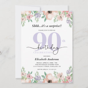 Invitación Fiesta de cumpleaños sorpresa floral pastel elegan