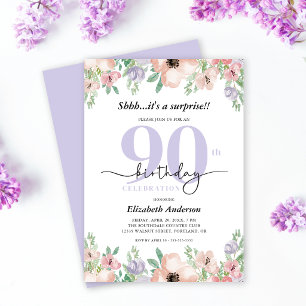 Invitación Fiesta de cumpleaños sorpresa floral pastel elegan