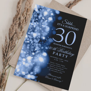 Invitación Fiesta de cumpleaños sorpresa Glam Azul Marino 30