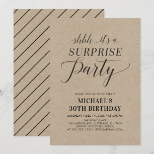 Invitación Fiesta de Cumpleaños Sorpresa Minimalista Moderna 