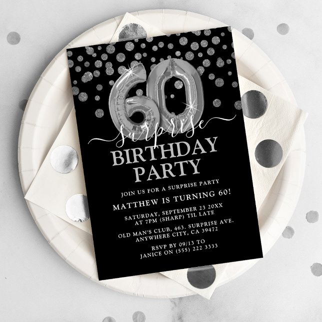 Invitación Fiesta de cumpleaños sorpresa moderna de 60 años e (Subido por el creador)