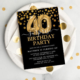 Invitación Fiesta de cumpleaños sorpresa moderna de negro y d