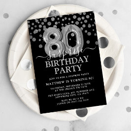 Invitación Fiesta de cumpleaños sorpresa moderna de negro y p