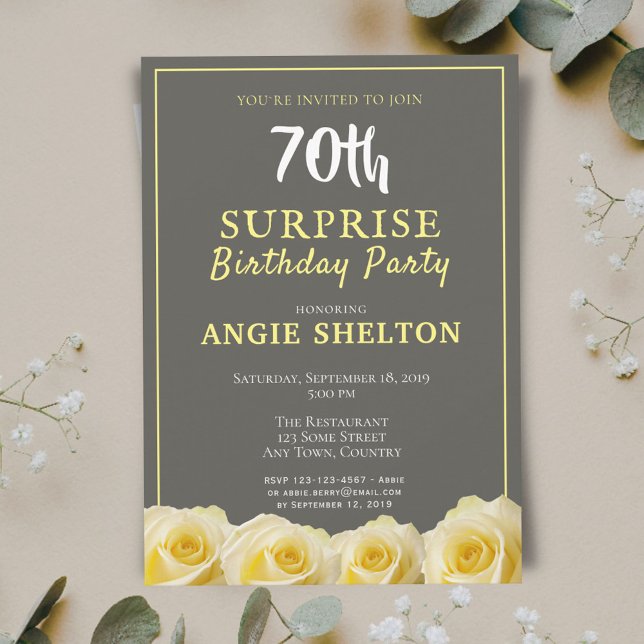 Invitación Fiesta de Cumpleaños Sorpresa Moderno 70 de Rosa A (Subido por el creador)