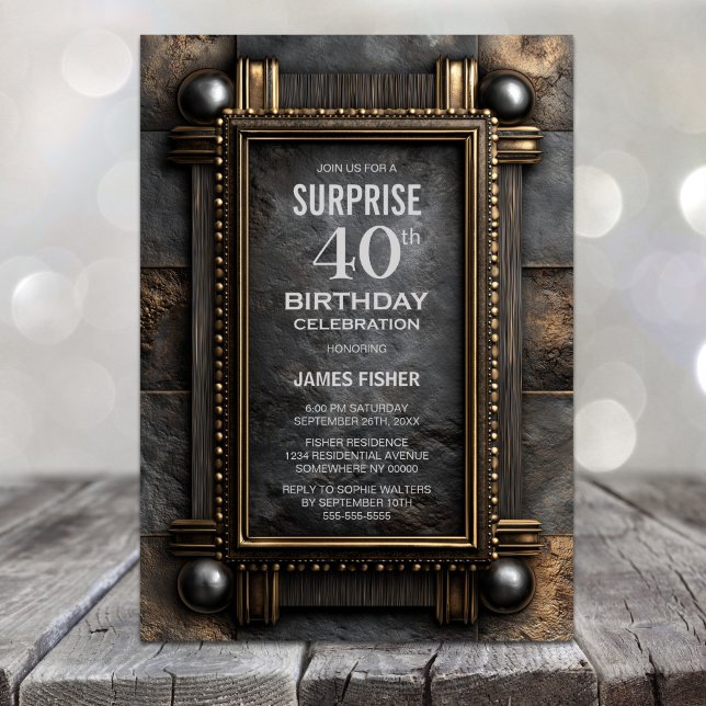 Invitación Fiesta de cumpleaños sorpresa número 40 con pizarr (Subido por el creador)