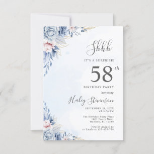 Invitación Fiesta de cumpleaños sorpresa número 58 con tema d