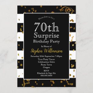 Invitación Fiesta de cumpleaños sorpresa número 70 Negra y Do