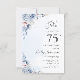 Invitación Fiesta de cumpleaños sorpresa número 75 con acuare