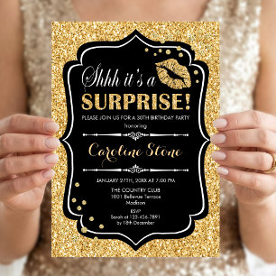 Invitación Fiesta de Cumpleaños Sorpresa - Oro Negro