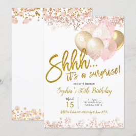 Invitación Fiesta de cumpleaños sorpresa para globos rosa y d