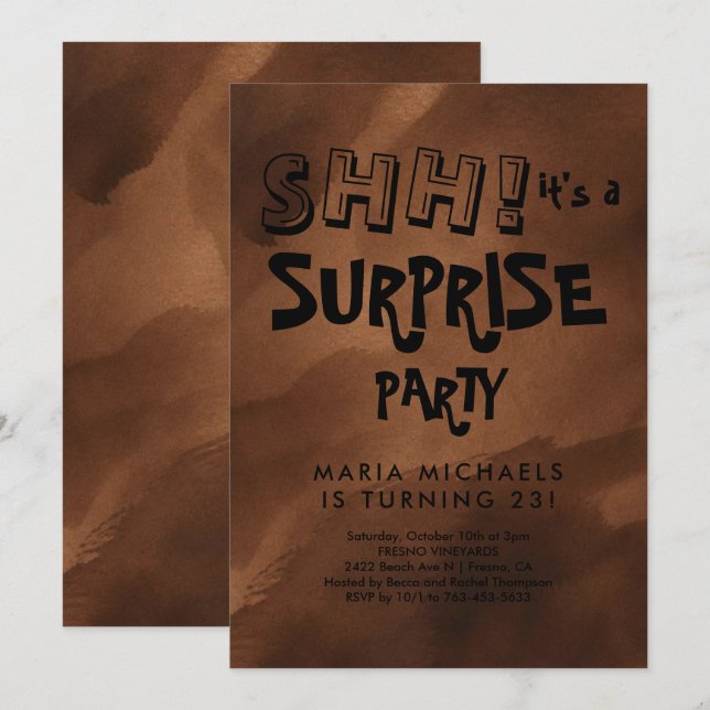 Invitación Fiesta de Cumpleaños Sorpresa Personalizada con Ac (Anverso / Reverso)