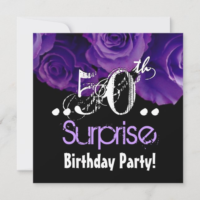 Invitación Fiesta de cumpleaños sorpresa Purple Rose Bouquet  (Anverso)