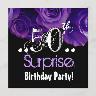 Invitación Fiesta de cumpleaños sorpresa Purple Rose Bouquet 
