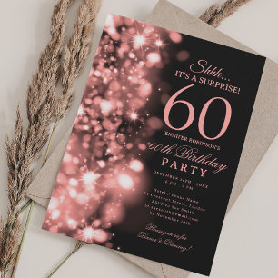 Invitación Fiesta de cumpleaños sorpresa Rose Gold Glam 60