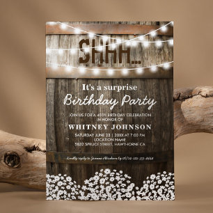 Invitación Fiesta de Cumpleaños Sorpresa Rústica de Campo