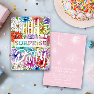 Invitación Fiesta de Cumpleaños Sorpresa Shh Acuarela Floral