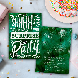 Invitación Fiesta de cumpleaños sorpresa Shh verde esmeralda 