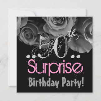 Invitación Fiesta de cumpleaños sorpresa Silver Rose Bouquet 