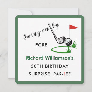 Invitación Fiesta de cumpleaños sorpresa tema de golf para ho