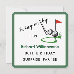 Invitación Fiesta de cumpleaños sorpresa tema de golf para ho