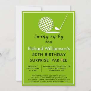 Invitación Fiesta de cumpleaños sorpresa tema de golf para ho