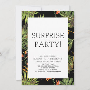 Invitación Fiesta de Cumpleaños Sorpresa Tropical Moderna par