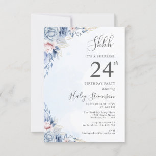 Invitación Fiesta de cumpleaños sorpresa Watercolor Dusty Blu
