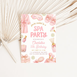 Invitación Fiesta de Cumpleaños Spa Coquette Rosa
