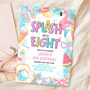 Invitación Fiesta de Cumpleaños Splash Into Eight Pool Party