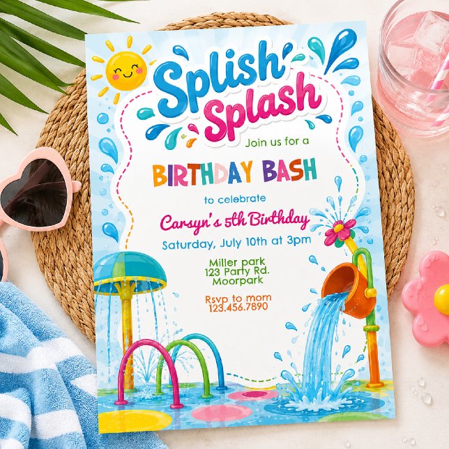 Invitación Fiesta de Cumpleaños Splash | Zona de Splash (Subido por el creador)