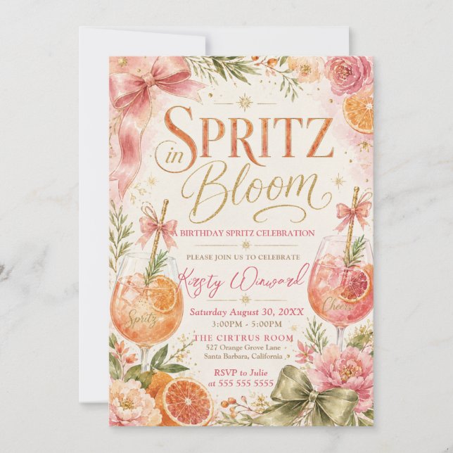 Invitación Fiesta de cumpleaños Spritz in Bloom (Anverso)